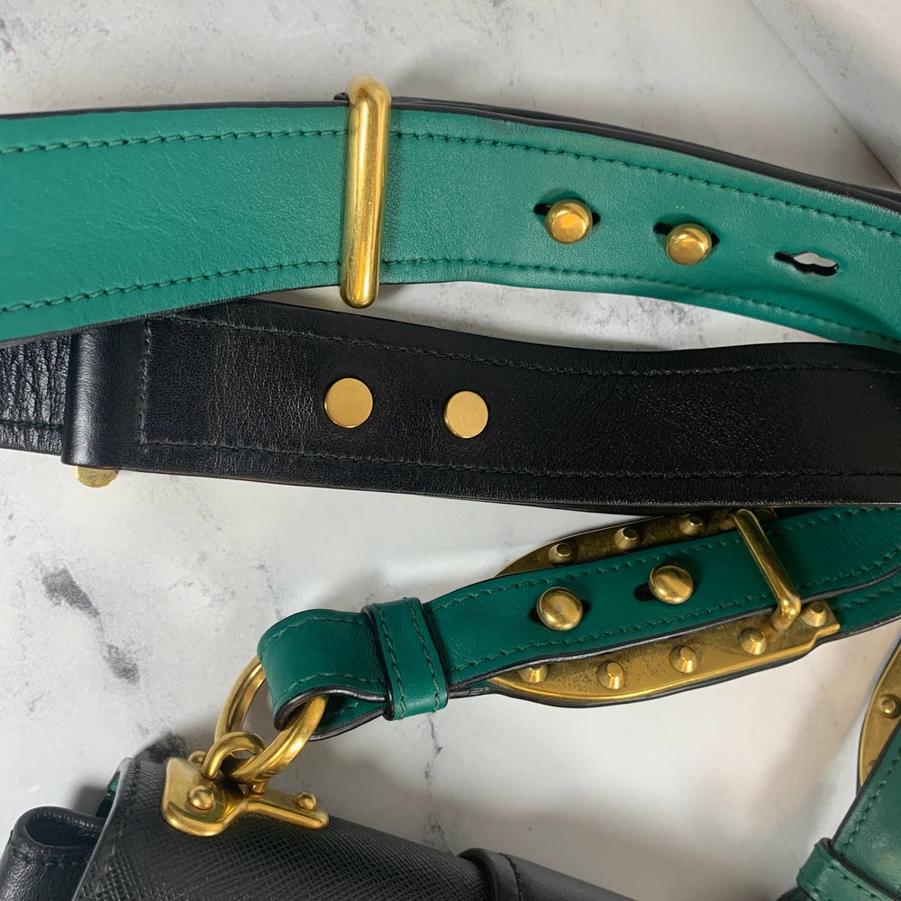 ❌❌ PRADA Lions Head Bag Antic Soft Saffiano Cahier Shoulder/Crossbody Green - Picture 13 of 16